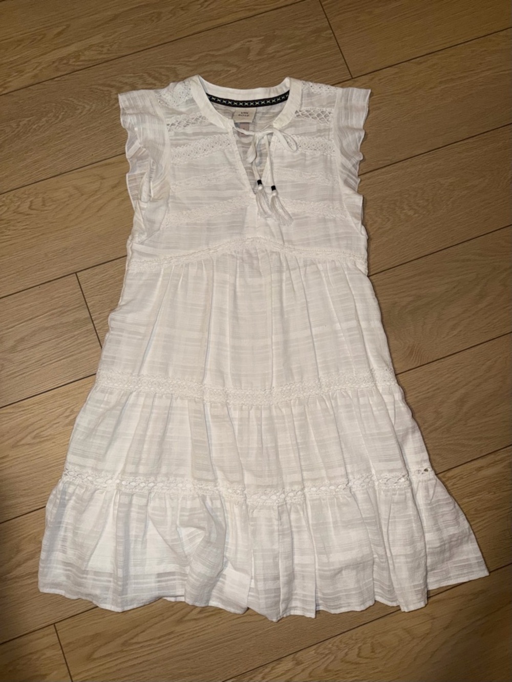 Knox Rose White Tiered Tie-Front Midi Dress